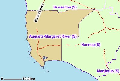 Map showing Augusta-Margaret River Statistical Local Area