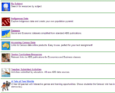 Screen shot of Resources for teachers page