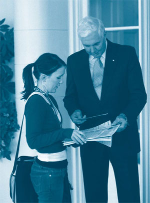 An ABS collector delivers a census form to the Governor-General at Government House