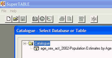Image shows the ABS dataset installed in the SuperTABLE Catalogue.                                              The dataset can now be used by everone whose SuperTABLE Catalogue points to the common folder