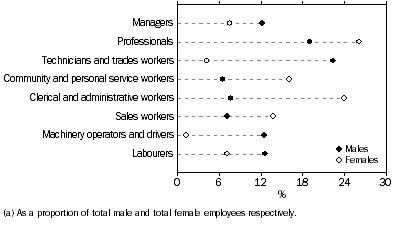 Graph: Distribution of Employees, By occupation of main job (a), 2013