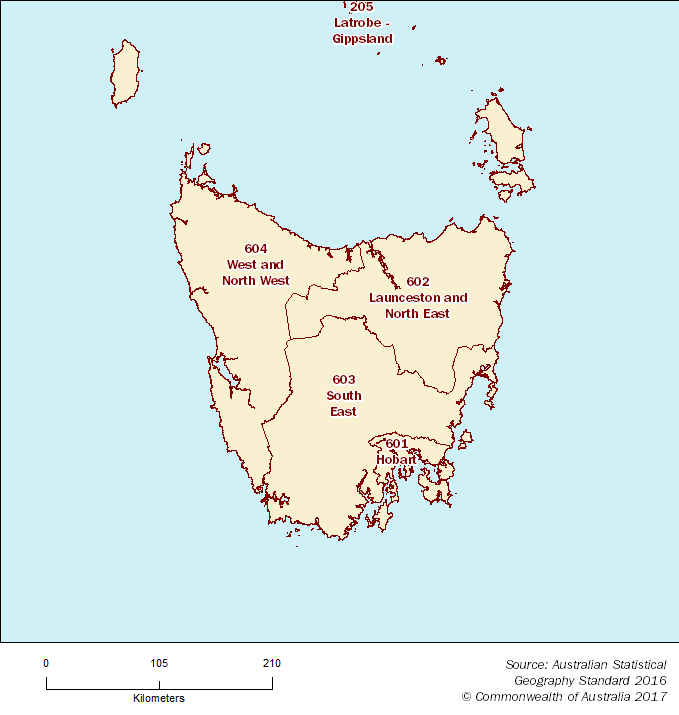 Figure 3.11: Statistical Area Level 4 Map - Tasmania