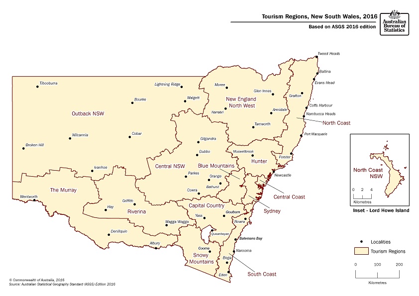Images: Tourism Region Map New South Wales 2016