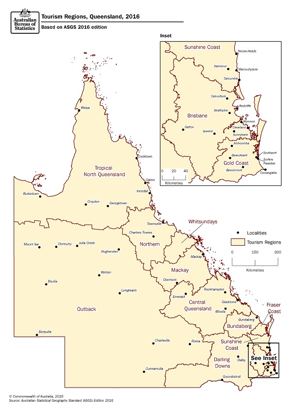 Images: Tourism Region Map Queensland 2016