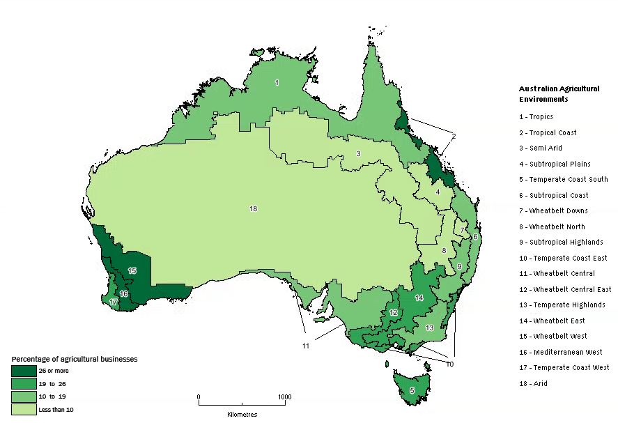 Image:  Map of agricultural businesses using soil enhancers. 2013-14