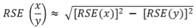 RSE (x/y) = Square root of([RSE(x)]squared - [RSE (y)] squared)