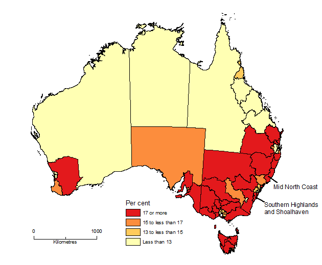 Image: Population Aged 65 Years and Over, SA4, Australia - 30 June 2015