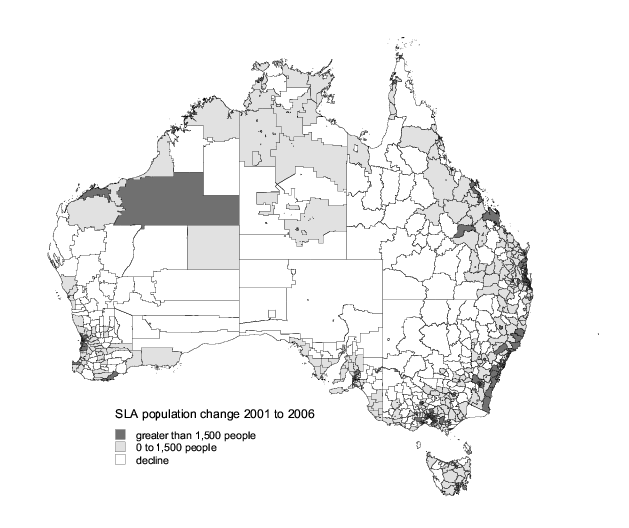 Diagram: Population change, Australia—June 2001 to June 2006