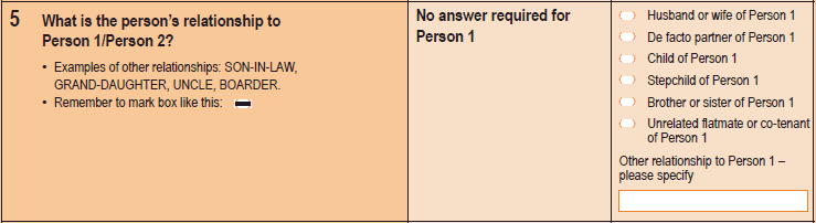 Image of Question 5, 2011 Census Household Form