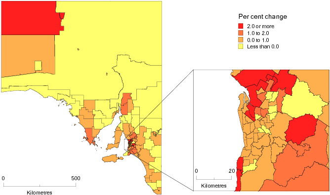 Diagram: SLA POPULATON CHANGE, South Australia—2010–11