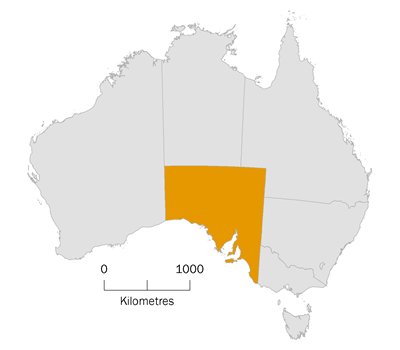 Map: Figure 1 Shows Study region - South Australia within Australian map
