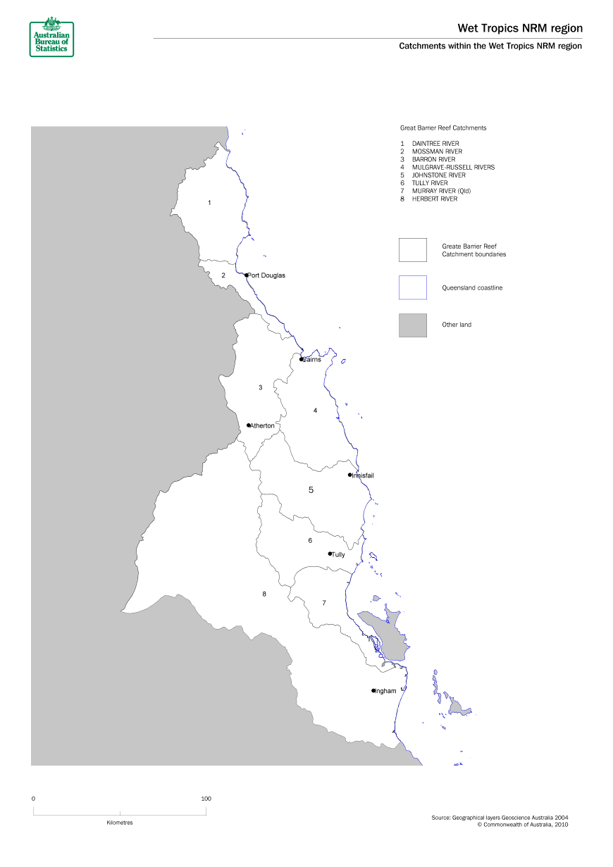 Catchments within the Wet Tropics NRM