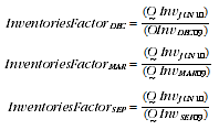 Equation: Calculating off-June inventories factors