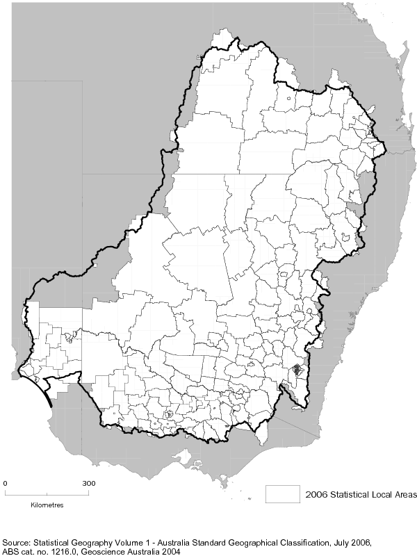 Diagram: E.2 STATISTICAL LOCAL AREAS WITH MORE THAN 50% OF THEIR AREA IN THE MURRAY–DARLING BASIN—2006