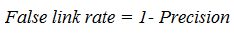Equation: False link rate = 1 - Precision