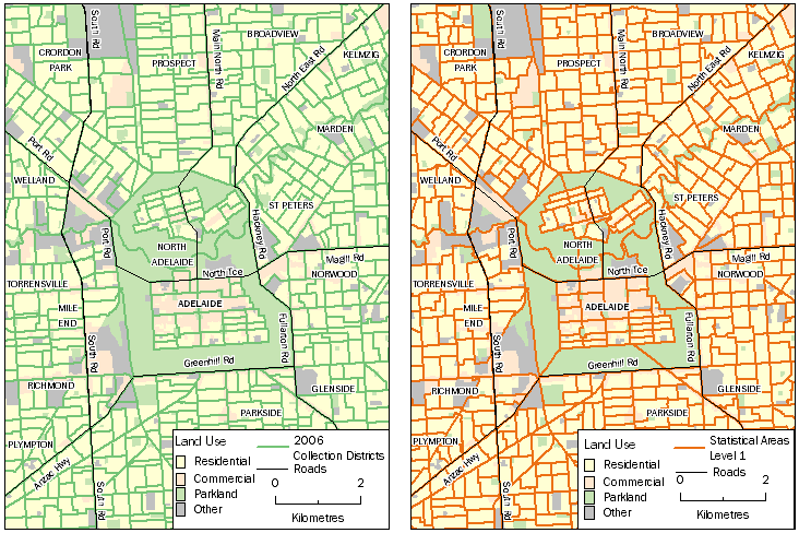 Image: Comparison of SA 1 boundaries for Adelaide for 2006 and 2011