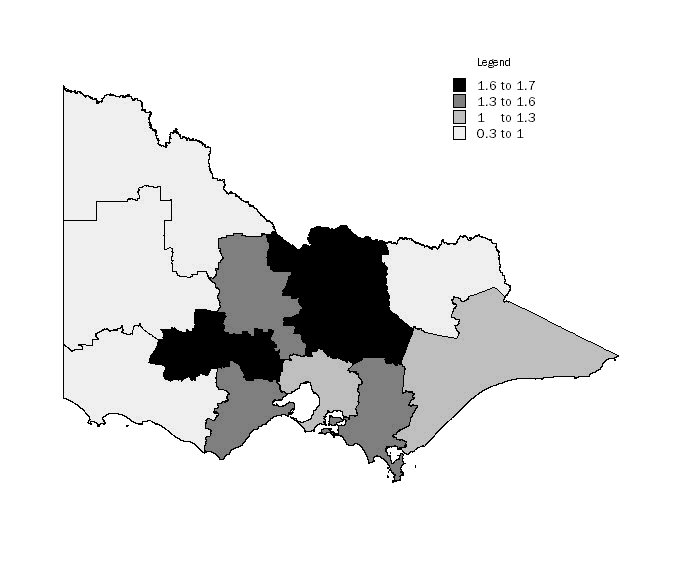 Map: Percentage Population Change, Victoria