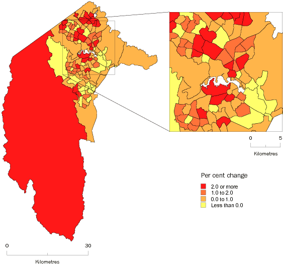 Diagram: SLA POPULATION CHANGE, Australian Capital Territory—2008–09