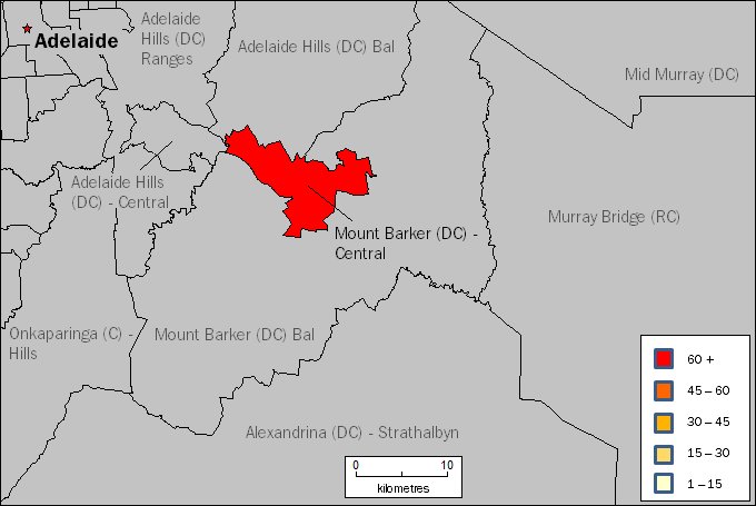 Image: Map of Mount Barker (DC) Central SLA in South Australia
