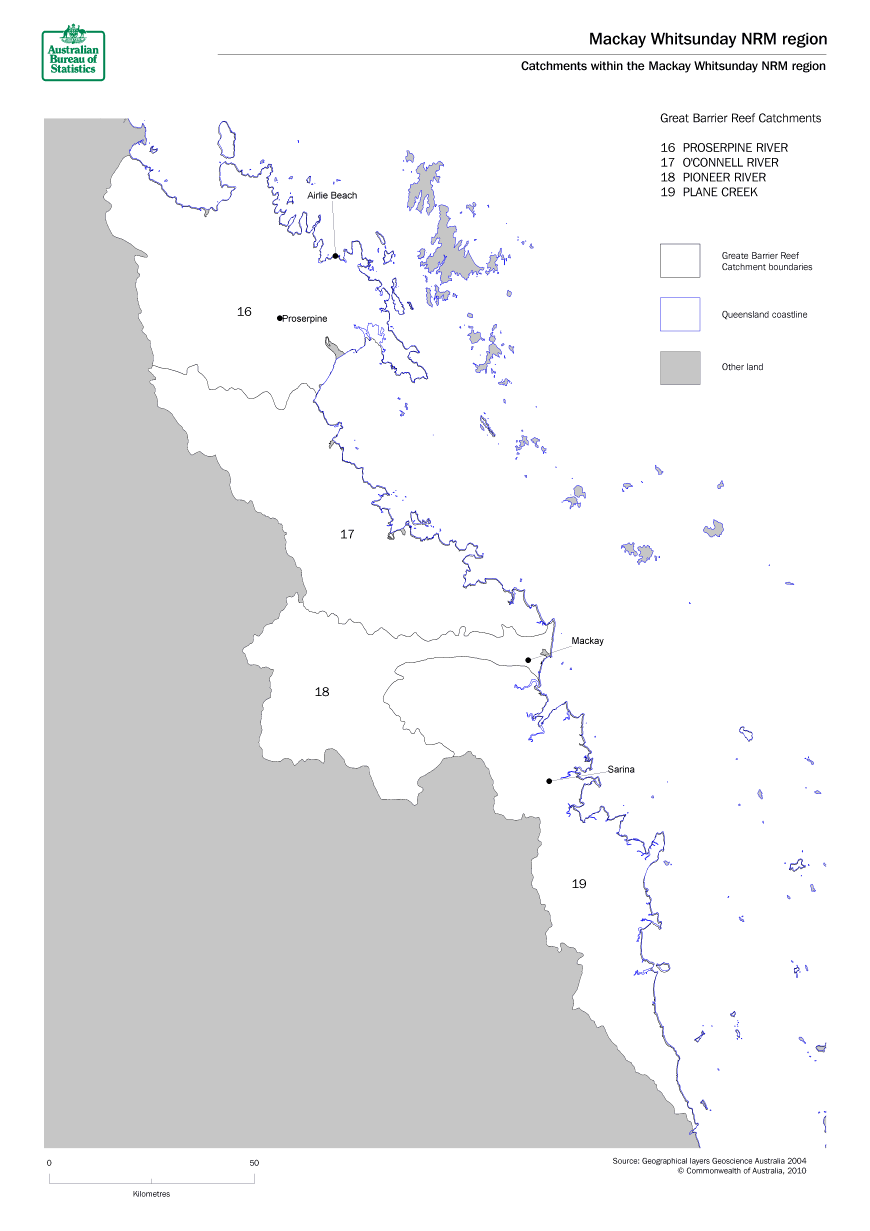 Catchments within the Mackay Whitsunday NRM region