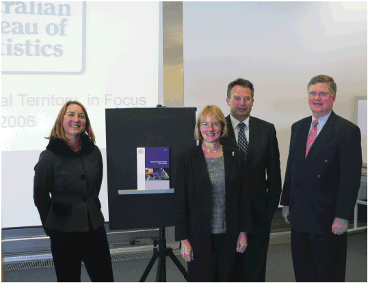 Photo: Launch of ACT in Focus: Karen Vitullo, Dr. Ann Harding, Jon Stanhope, Denis Farrell