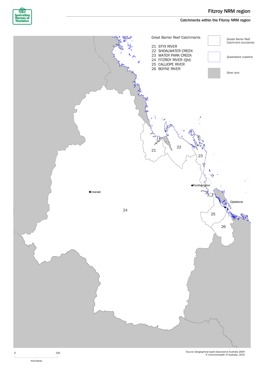 Catchments within the Fitzroy NRM region