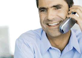 Image: A man talking on his mobile phone