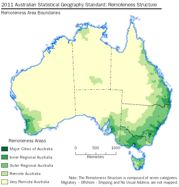 Image: Map - 2011 Australian Statistical Geography Standard: Remoteness Structure