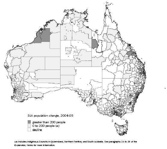 Diagram: SLA POPULATION CHANGE, Australia—2004–05