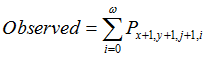 Equation: Observed = Omega sum i=0 P x+1,y+1,j+1,i