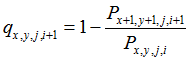 Equation: q x,y,j,i+1 = 1 – P x+1,y+1,j,i+1 over P x,y,j,i
