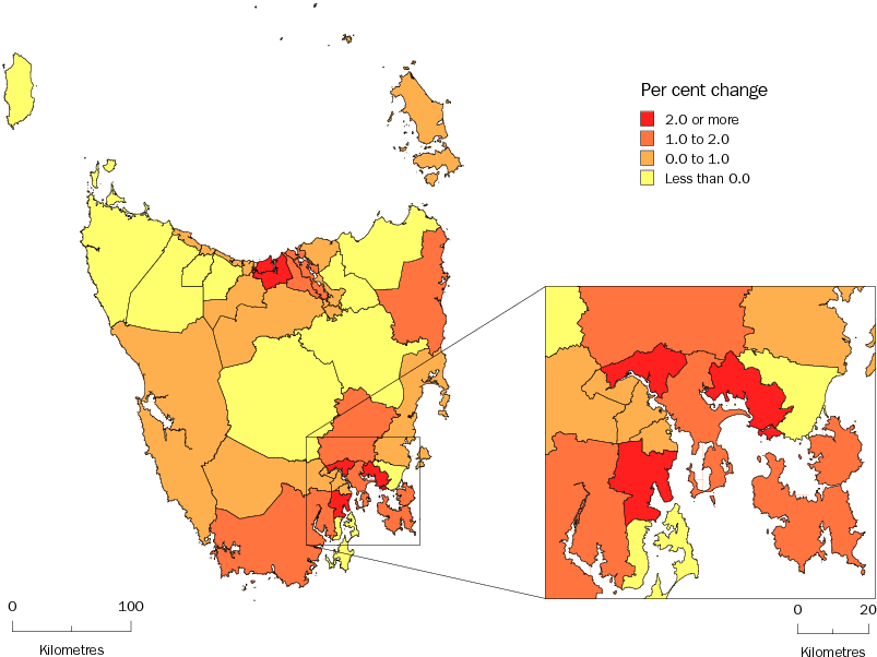Diagram: SLA POPULATION CHANGE, Tasmania—2009-10