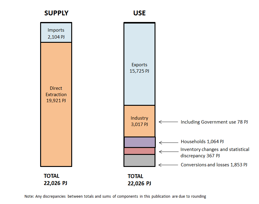 Figure 1.1 presents an overview of key data by showing the supply and use system of energy components through the economy.