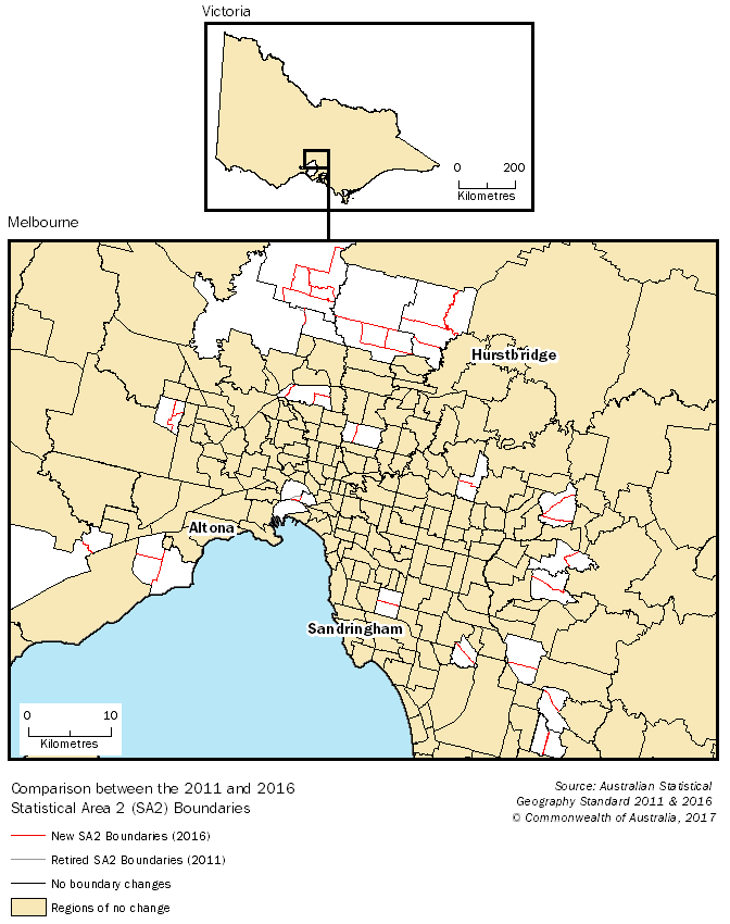 Melbourne Statistical Area Level 2 Boundary changes 