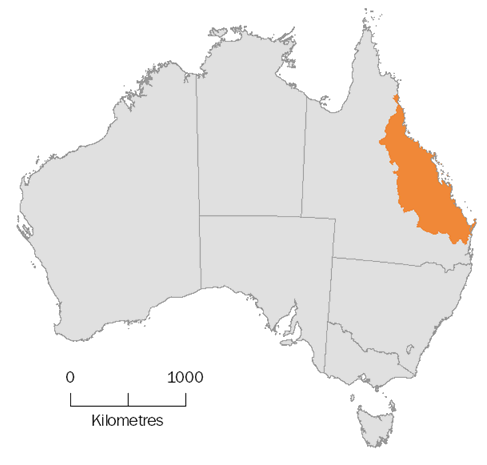 Map: Figure 1 Shows Study region - Great Barrier Reef region within Australian map