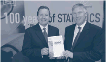 Image: The Hon. Chris Pearce, MP, and Mr Dennis Trewin at the launch of the 2005 Year Book Australia.