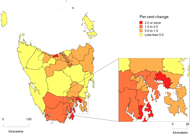 Diagram: SLA POPULATION CHANGE, Tasmania—2010–11