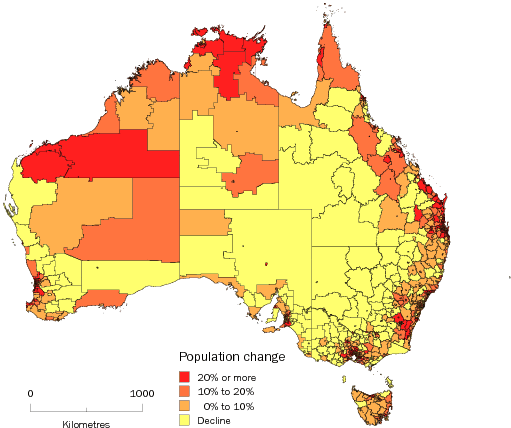 Diagram: SA2 POPULATION CHANGE, Australia—2001–11