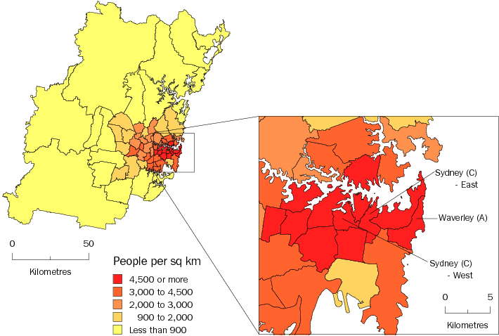 Diagram: POPULATION DENSITY, Sydney SD—June 2010