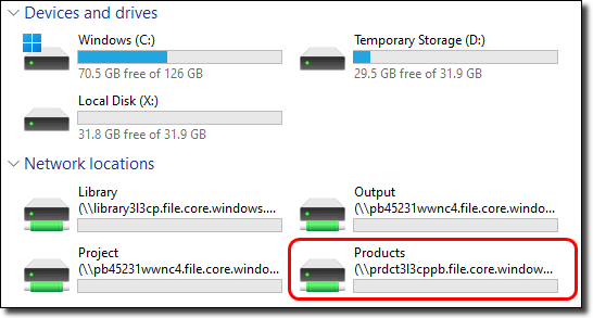 Products file from network drives