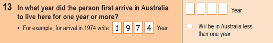 Image of question 13 from the 2011 Census
