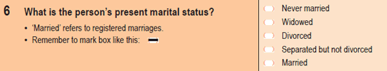 Image of question 6 from the 2011 Census
