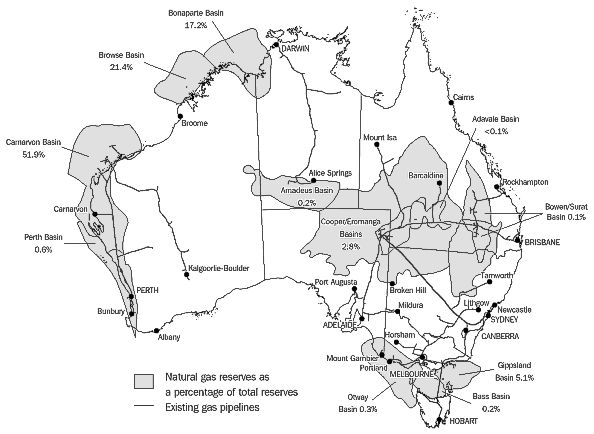 Map 17.2: GAS RESERVES AND PIPELINES - July 2002