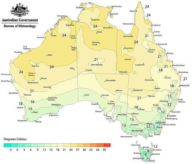 1.13: AVERAGE MINIMUM TEMPERATURE(a) - January 