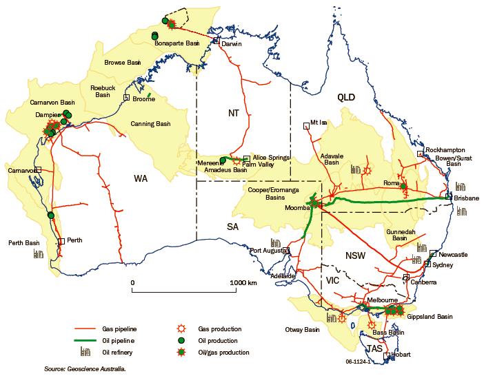 Diagram: 18.27 Locations of oil and gas production and pipelines—2007