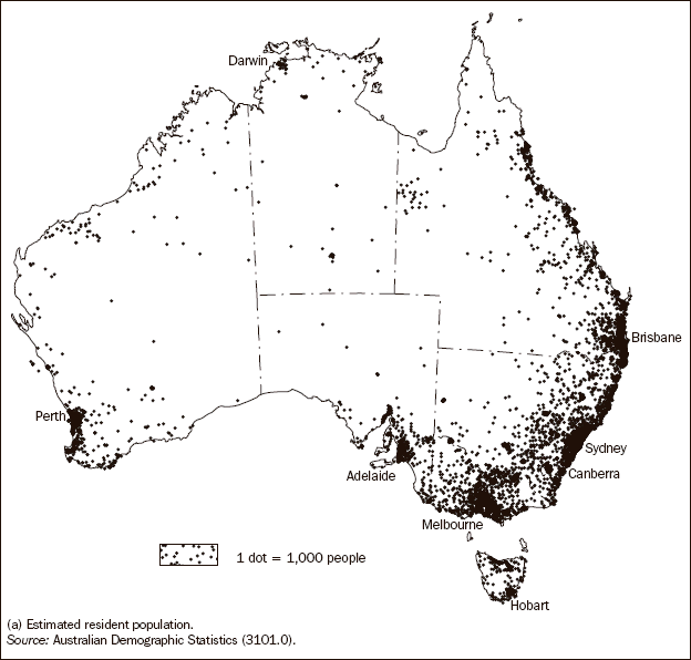 Diagram: 7.18 Population distribution(a)—June 2006