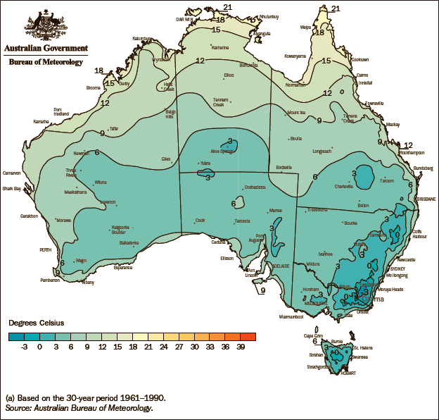 Diagram: 1.15 Average minimum temperature(a)—July