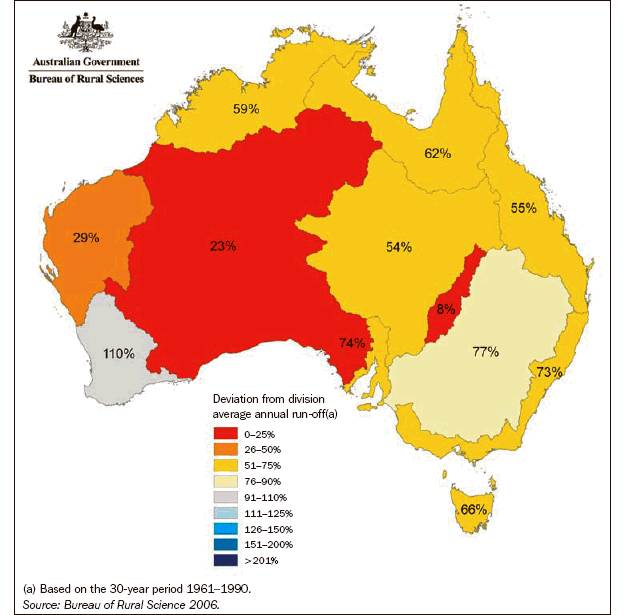 Diagram: 3.3 Runoff anomaly, By drainage division—2004–05