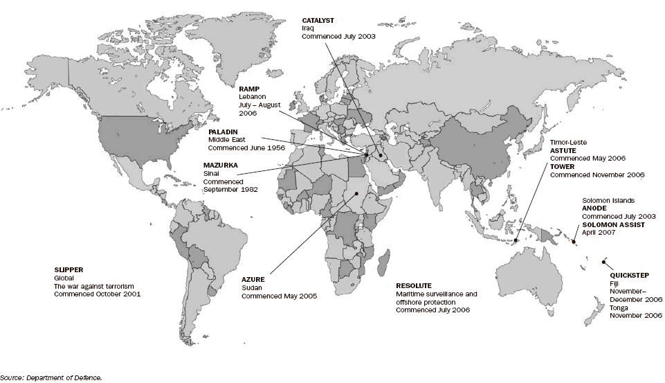 Diagram: 6.1 Australian Defence Force, Major operations—2006–07