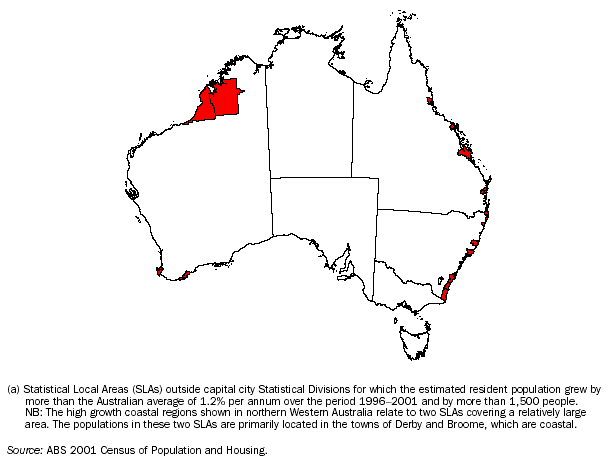 MAP - HIGH GROWTH COASTAL REGIONS(a)